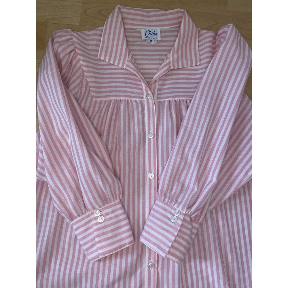 Vintage Chiha Midi Stripes Dress Size 6 With Side Pockets - Picture 8 of 10